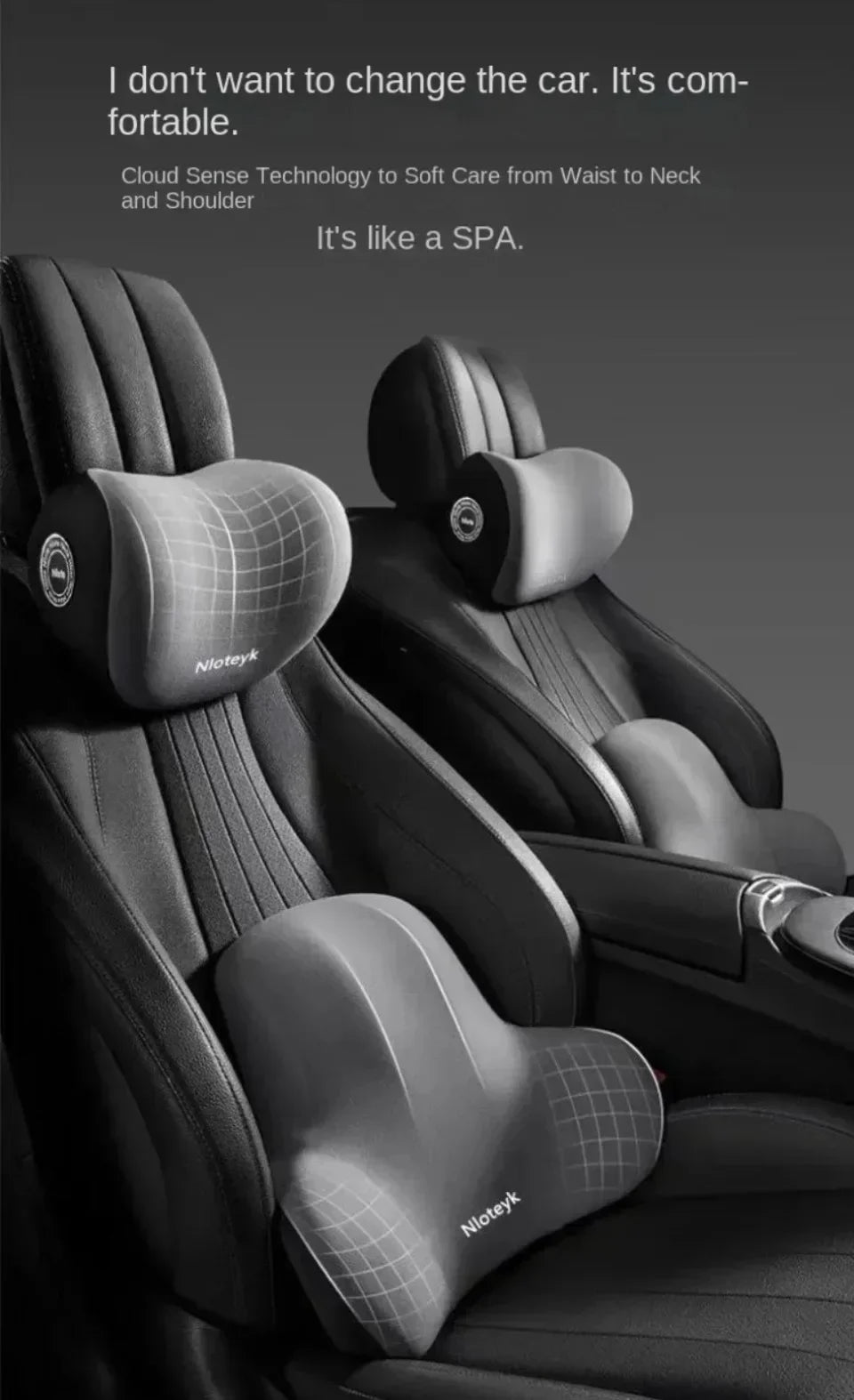 Car Office Lumbar Cushion Headrest Memory Foam Pain Relief Protection Lumbar Back Cushion Multi Functional Cars Travel Supplies