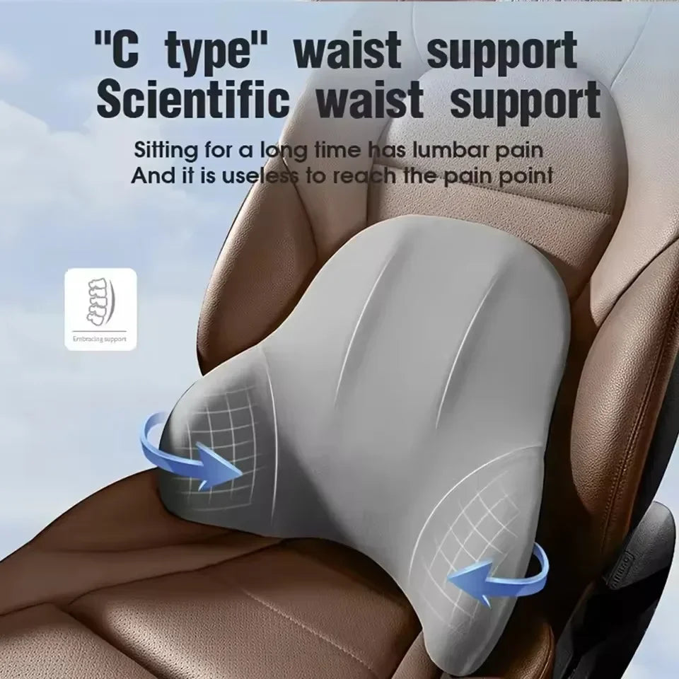 Car Office Lumbar Cushion Headrest Memory Foam Pain Relief Protection Lumbar Back Cushion Multi Functional Cars Travel Supplies