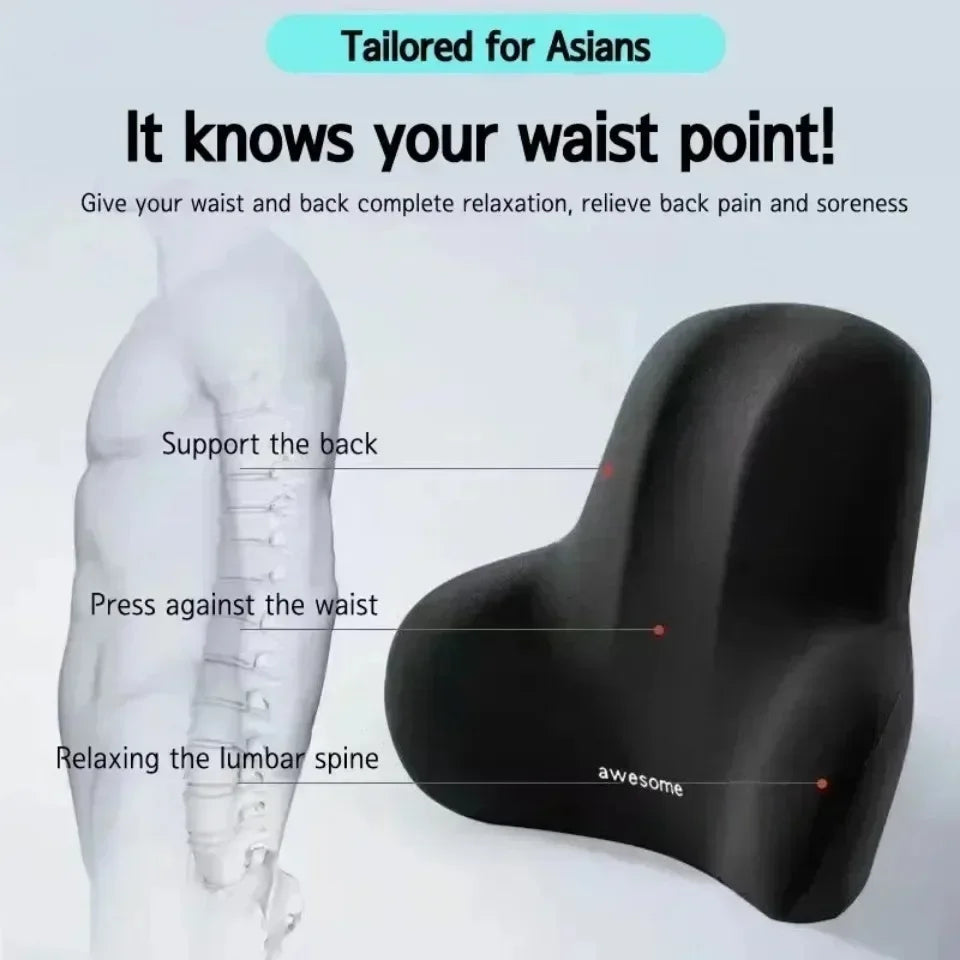 Car Office Lumbar Cushion Headrest Memory Foam Pain Relief Protection Lumbar Back Cushion Multi Functional Cars Travel Supplies