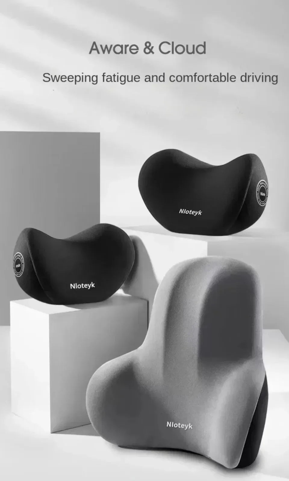 Car Office Lumbar Cushion Headrest Memory Foam Pain Relief Protection Lumbar Back Cushion Multi Functional Cars Travel Supplies