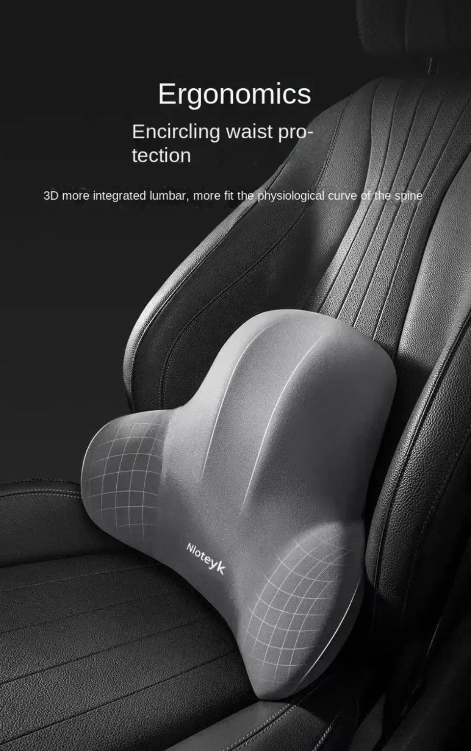 Car Office Lumbar Cushion Headrest Memory Foam Pain Relief Protection Lumbar Back Cushion Multi Functional Cars Travel Supplies